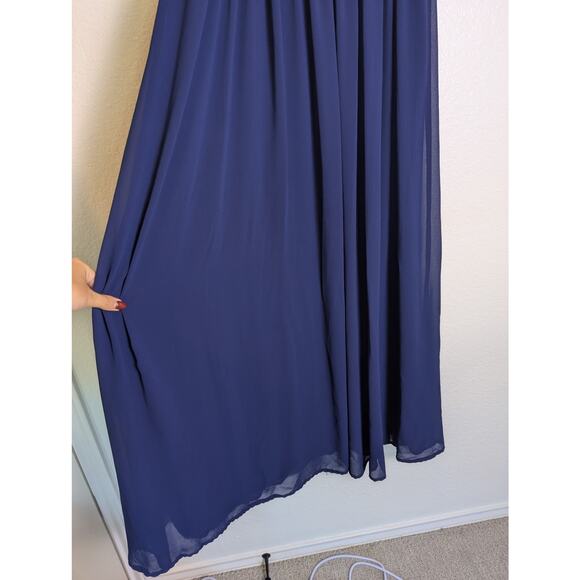 Lulus Ways Of Desire Blue Chiffon Flutter Sleeve Maxi Dress Women Size M Formal - Picture 7 of 10